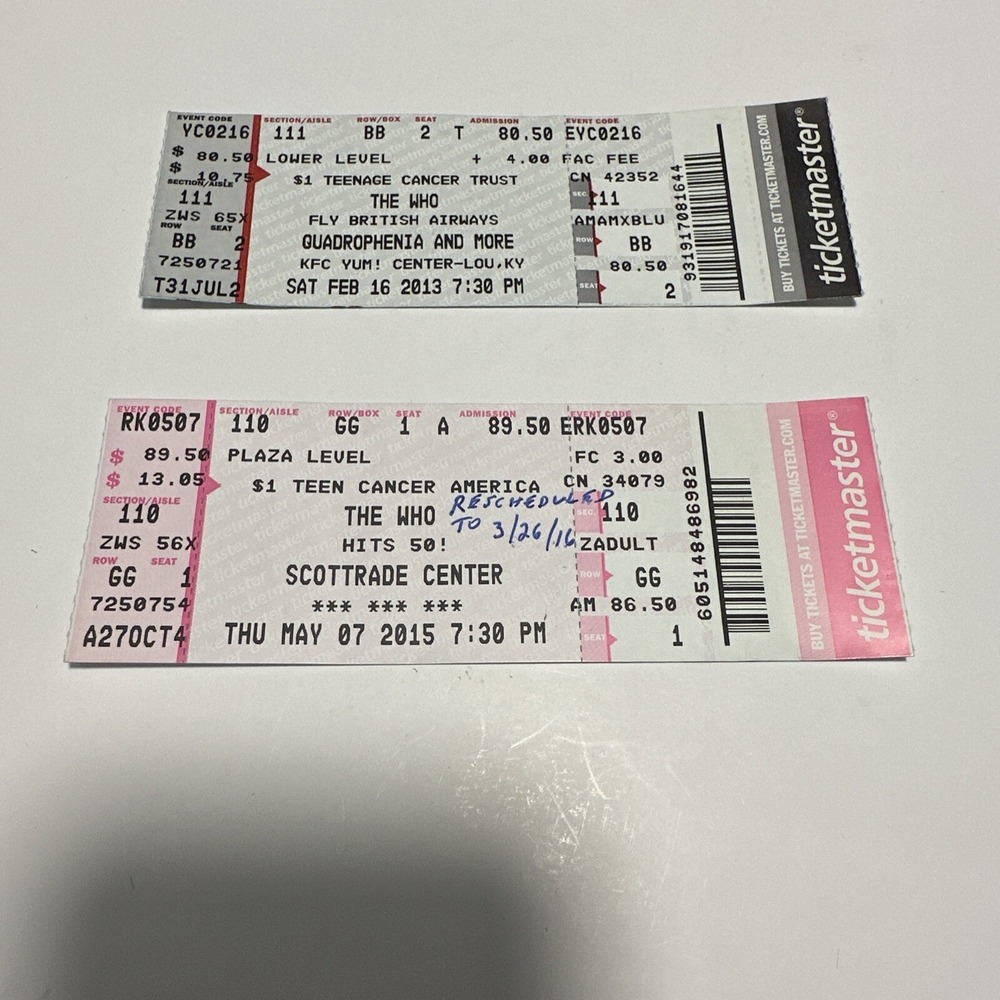 The Who Concert Ticket Stub 2013 & 2015 Kentucky & St. Louis - Picture 2 of 3
